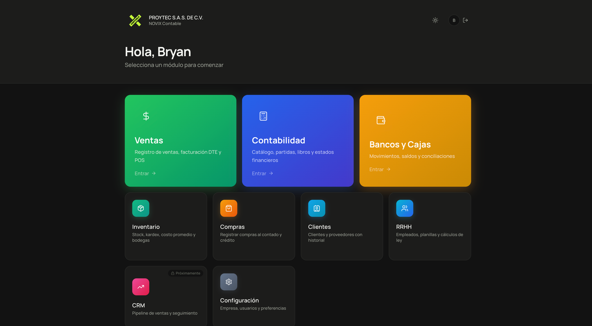 Dashboard NOVIX Contable